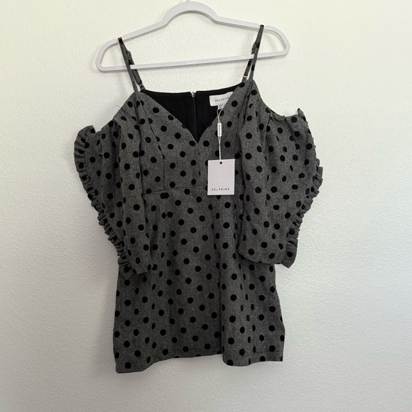 NWT Delphine The Label Hear Me Howl Polka Dot Dress in Gray 4 - Picture 2 of 9